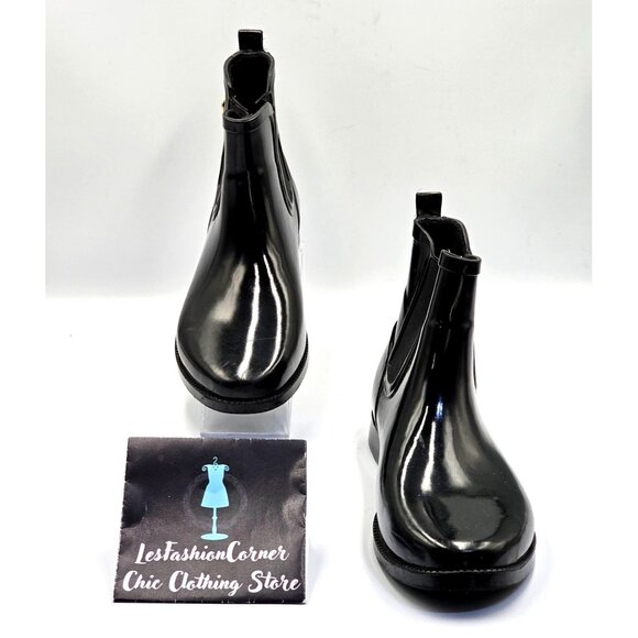 Michael Kors Women's Black Rubber Waterproof Chelsea Rain Boots Size 8 2378 - Picture 2 of 16